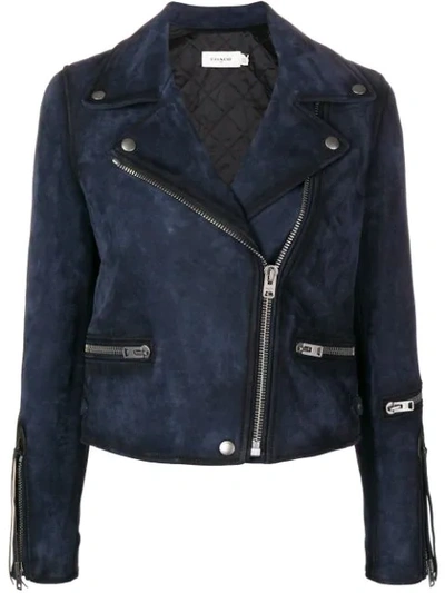 Coach Biker Jacket In Blue