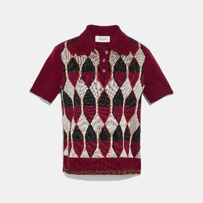 Coach Diamond Jacquard Polo - Women's In Burgundy