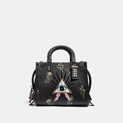 Coach Rogue 17 With Pyramid Eye In Black In Black/pewter