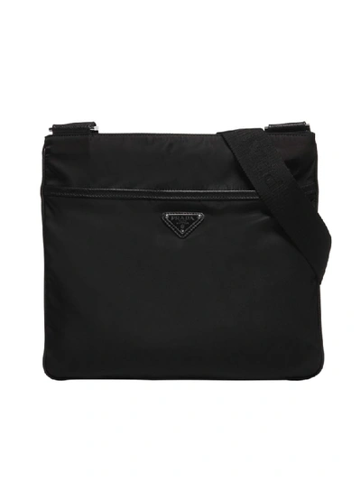 Prada Logo Plaque Shoulder Bag In Nero