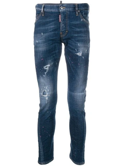 Dsquared2 Distressed Slim-fit Jeans In Blu