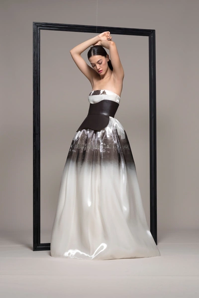 Isabel Sanchis Strapless Belted Evening Gown