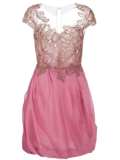 Marchesa Organza Cocktail Dress In Pink