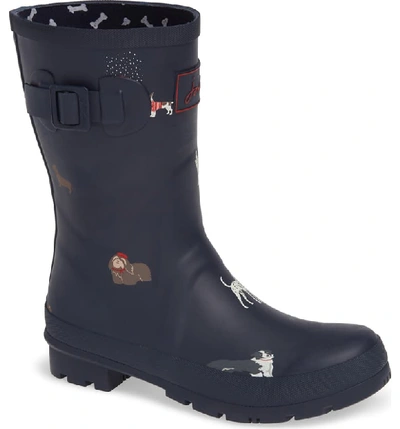 Joules 'molly' Rain Boot In Navy Dogs