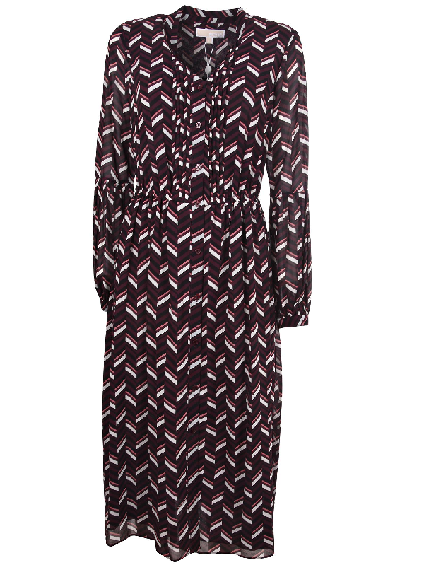 michael michael kors chevron georgette belted shirtdress