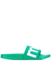 Isabel Marant Howee Logo Rubber Slide Sandals In Green