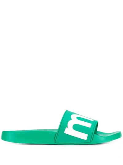 Isabel Marant Howee Logo Rubber Slide Sandals In Green
