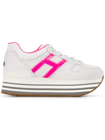 Hogan 70mm Maxi 222 Gel & Leather Sneakers In White