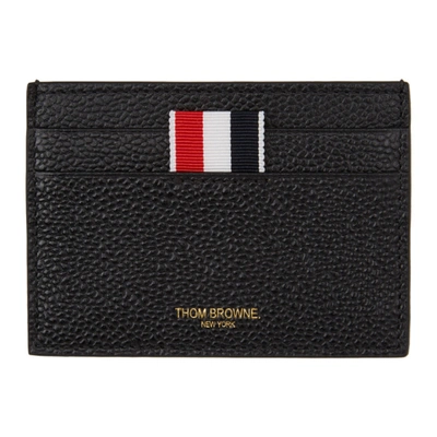 Thom Browne Credit Card Holder In Black Pebble Grain