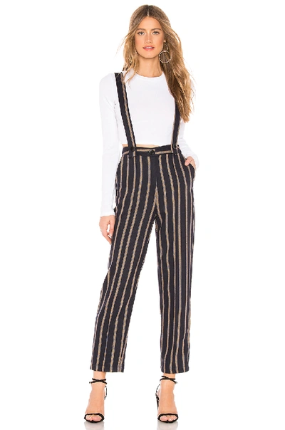 Joa Self Suspender Pant In Navy & Tan Stripe