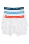Calvin Klein 3-pack Boxer Briefs In White W/ Orange/ Blue