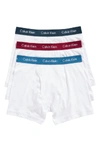 Calvin Klein 3-pack Boxer Briefs In White W/ Blue Spllbnd/ Fervent