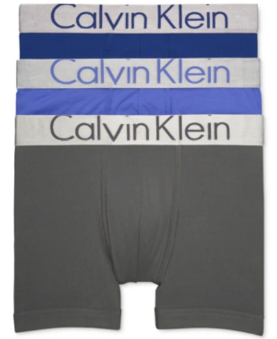 Calvin Klein Steel Men's 3-pk. Micro Boxer Briefs In Gray/purple/blue