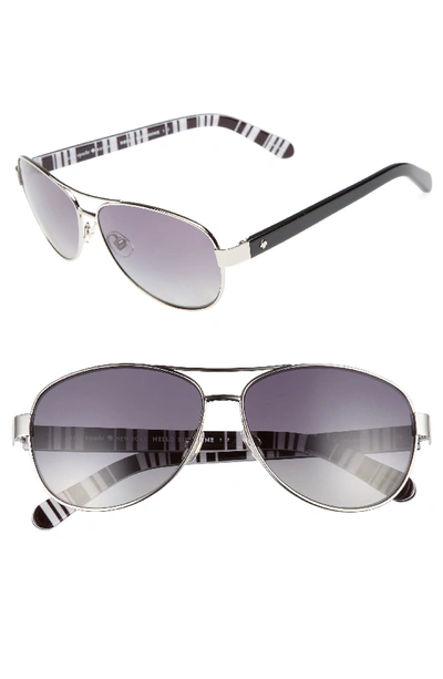 Kate Spade 'dalia' 58mm Polarized Aviator Sunglasses - Silver/ Black