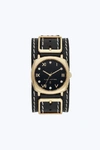 Marc Jacobs Mandy Leather Strap Watch, 34mm In Black/ Gold