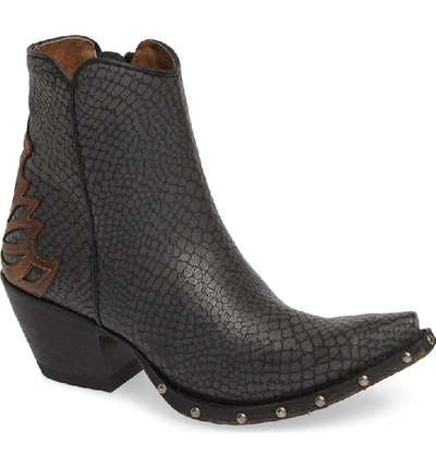 Ariat Fenix Western Bootie In Chic Grey Crackled Tan Leather