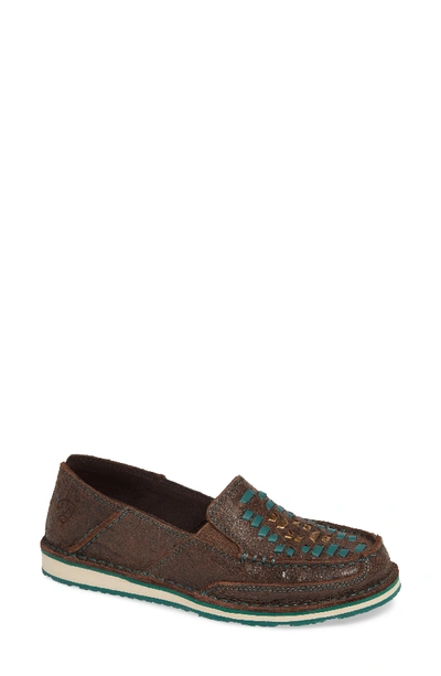 Ariat Cruiser Woven Loafer In Brown Rebel Leather
