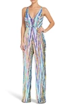 Dress The Population Charlie Sequin Jumpsuit In Opal Multi