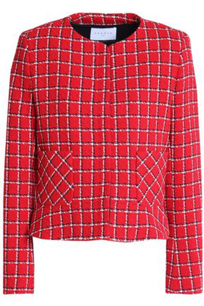 Sandro Woman Checked Bouclé-tweed Jacket Red