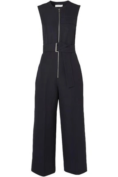 Victoria Beckham Woman Cropped Woven Jumpsuit Midnight Blue