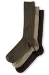 Calvin Klein 3-pack Wide Rib Socks In Chocolate Multi