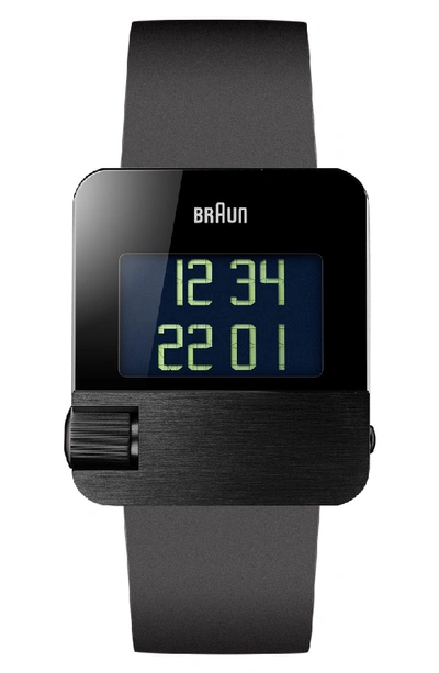 Braun Prestige Digital Rubber Strap Watch, 42mm In Black