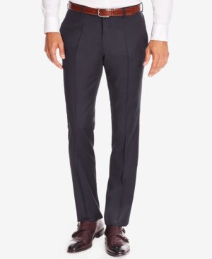 Hugo Boss Gibson Cyl Flat Front Slim Fit Solid Wool Trousers In Navy |  ModeSens