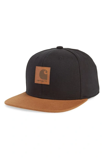 Carhartt Color Block Cap In Black / Hamilton Brown
