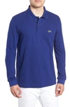 Lacoste Regular Fit Long Sleeve Pique Polo In Ocean