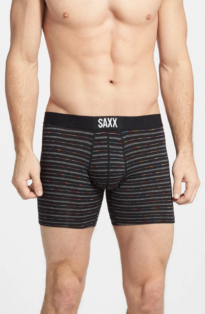 Saxx 'vibe' Stretch Boxer Briefs In Black/ Gradient Stripe