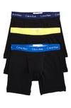 Calvin Klein 3-pack Boxer Briefs In Black W/ Sunbeam/ Blue Multi