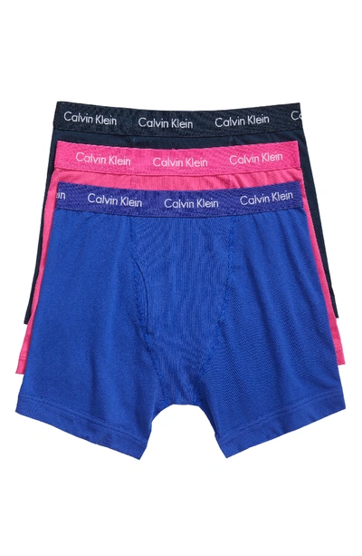 Calvin Klein 3-pack Boxer Briefs In Rosy/ Submerge/ Pure Cerulean