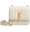 Saint Laurent Medium Vicky Leather Crossbody Bag - Ivory In Cremasoft