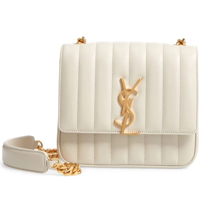 Saint Laurent Medium Vicky Leather Crossbody Bag - Ivory In Cremasoft