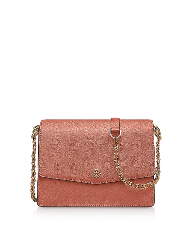Tory Burch Robinson Convertible Leather Shoulder Bag - Brown In Tramonto