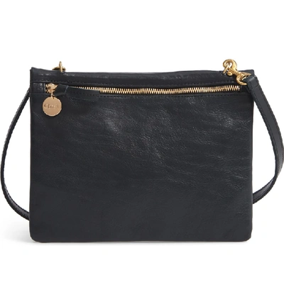 Clare V Jumelle Leather Crossbody Bag - Black In Black Rustic