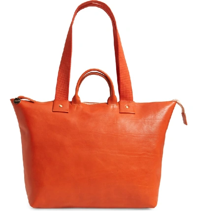 Clare V Le Zip Leather Tote - Red In Poppy Rustic Pop