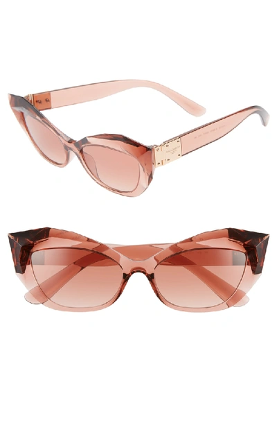 Dolce & Gabbana 54mm Gradient Beveled Cat Eye Sunglasses - Transparent Pink Gradient