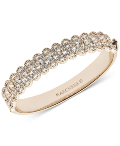 Marchesa Gold-tone Crystal Filigree Bangle Bracelet