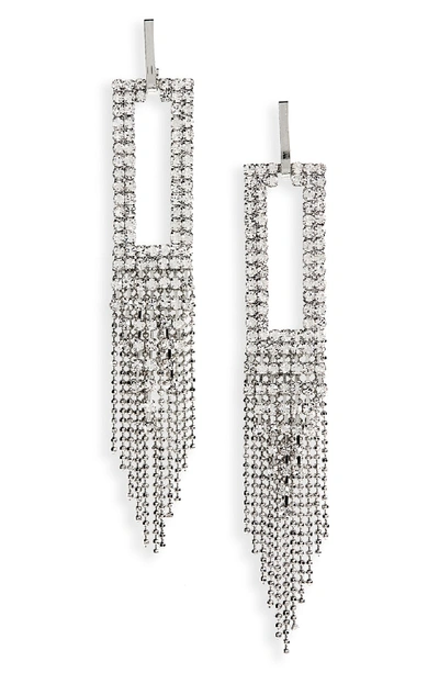 Serefina Chain & Crystal Drop Earrings In Silver