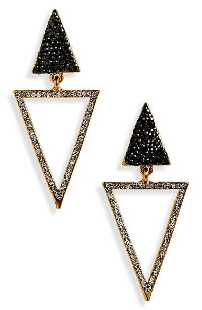 Panacea Crystal Triangle Drop Earrings In Grey Multi