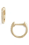 Ef Collection Mini Diamond Hoop Earrings In Yellow Gold