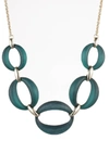 Alexis Bittar Large Link Lucite Necklace In Dark Cyan