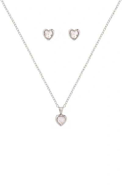 Ted Baker Hadeya Sweetheart Earrings & Necklace Gift Set In Silver/ Crystal