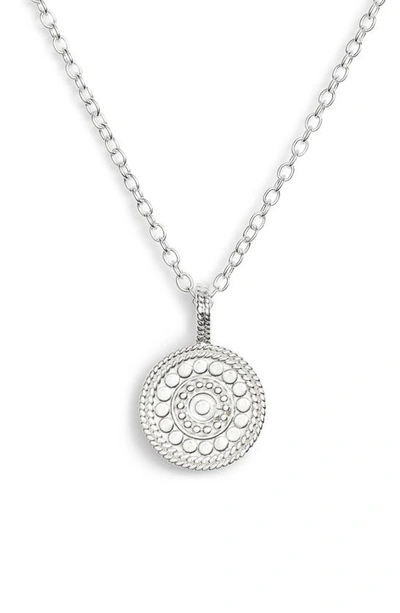 Anna Beck Beaded Reversible Circle Pendant Necklace In Silver