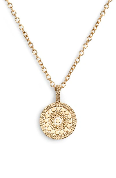 Anna Beck Beaded Reversible Circle Pendant Necklace In Gold