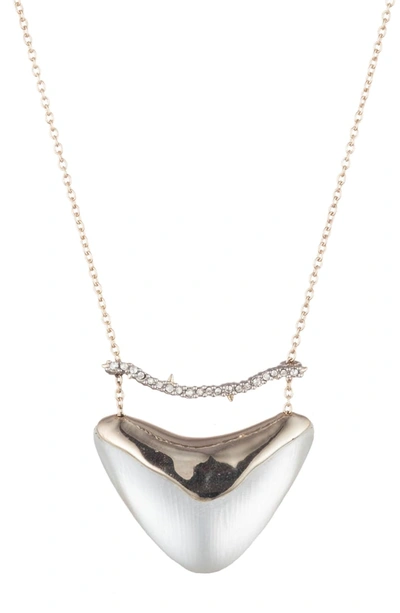 Alexis Bittar Essentials Crystal Encrusted Bar & Shield Pendant Necklace In Silver