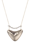 Alexis Bittar Essentials Crystal Encrusted Bar & Shield Pendant Necklace In Warm Grey