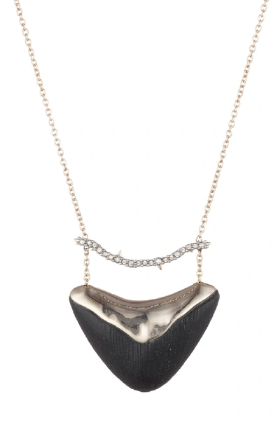 Alexis Bittar Essentials Crystal Encrusted Bar & Shield Pendant Necklace In Black
