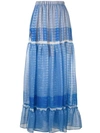 Stella Mccartney Woman Elsa Tiered Printed Silk-blend Chiffon Maxi Skirt Blue